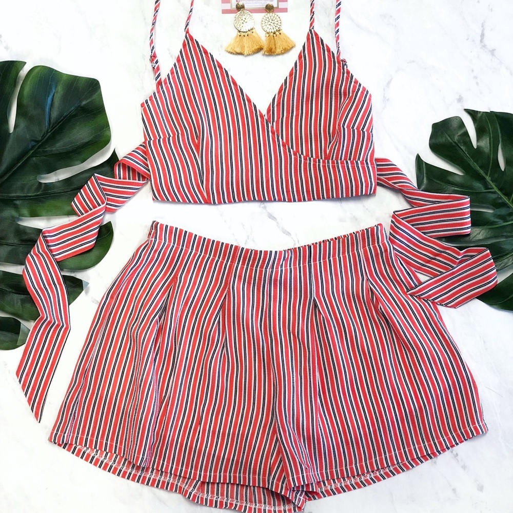 Stripe two piece set, short set, festival set
